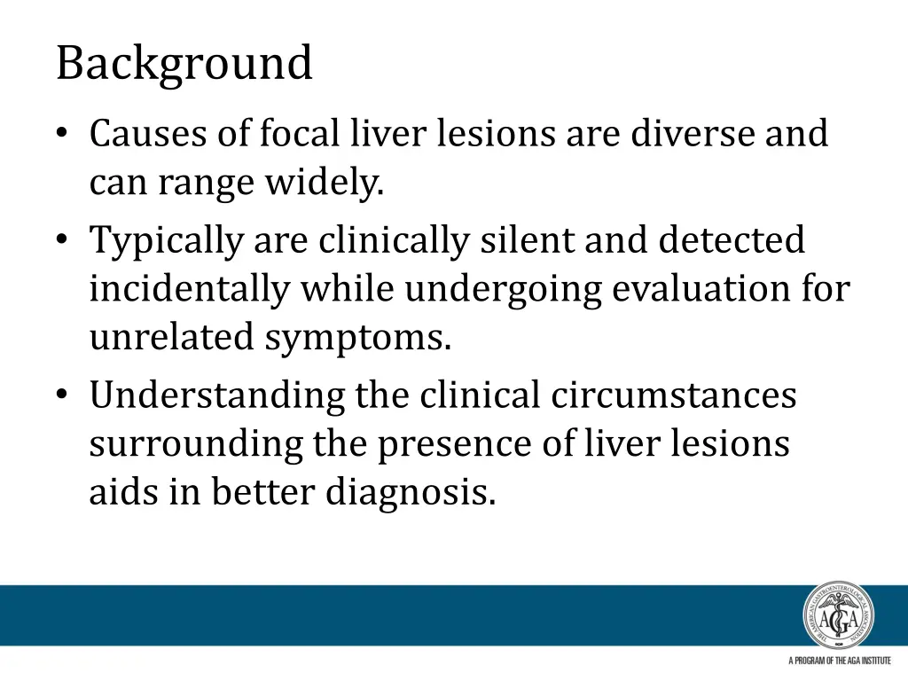 background causes of focal liver lesions