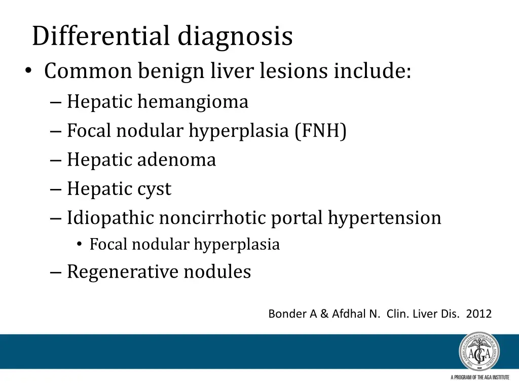 differential diagnosis common benign liver