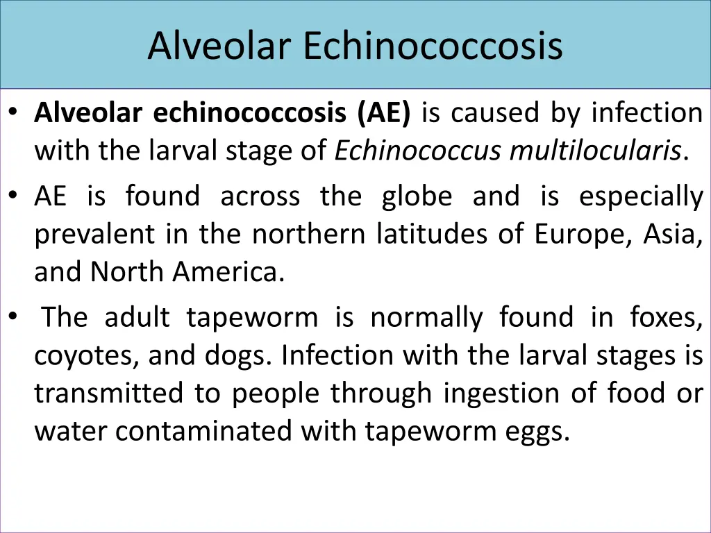 alveolar echinococcosis