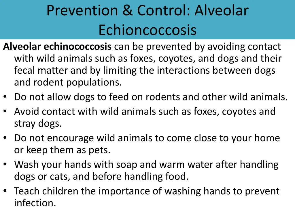 prevention control alveolar echioncoccosis