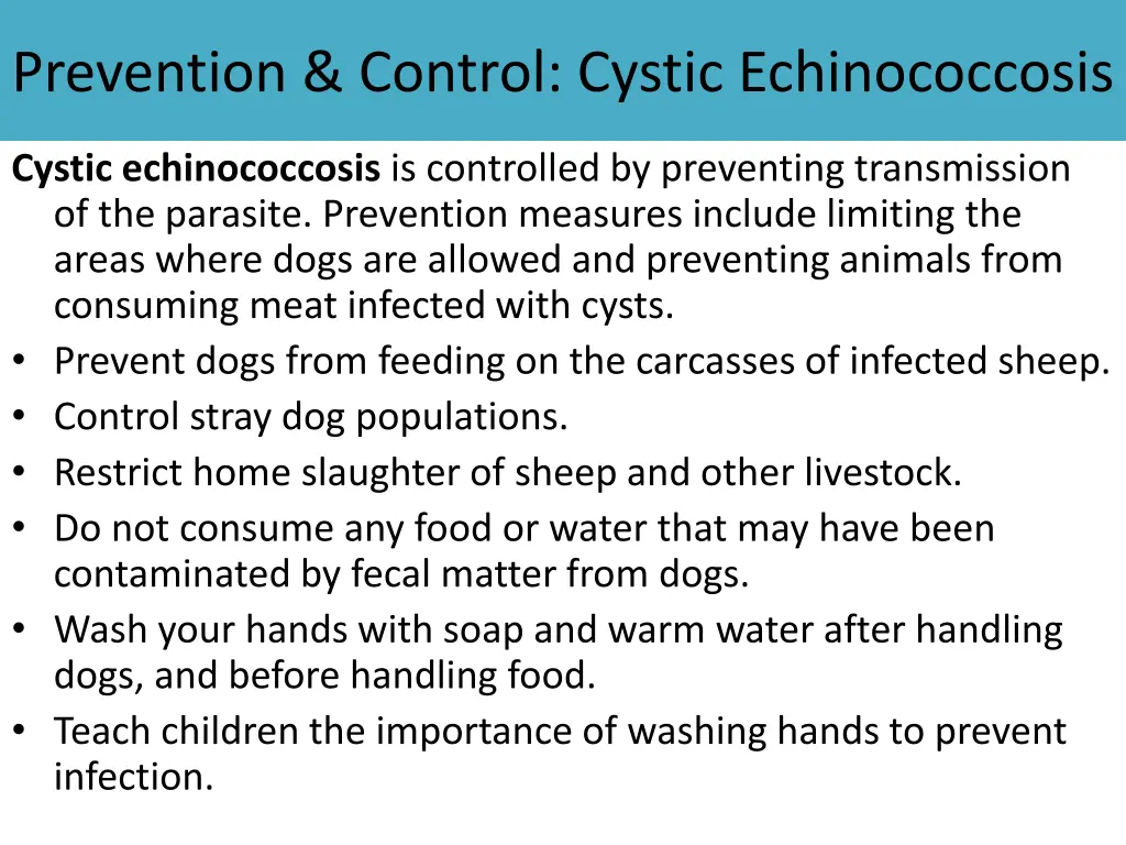 prevention control cystic echinococcosis