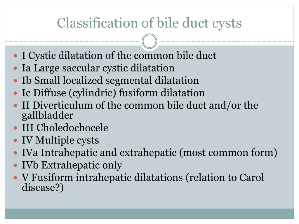 classification of bile duct cysts