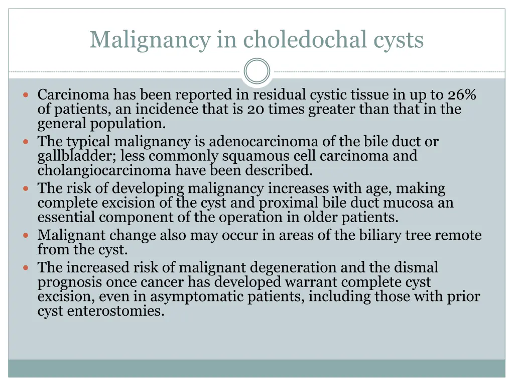 malignancy in choledochal cysts