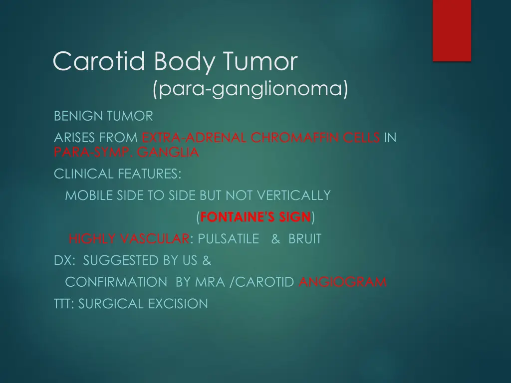 carotid body tumor para ganglionoma