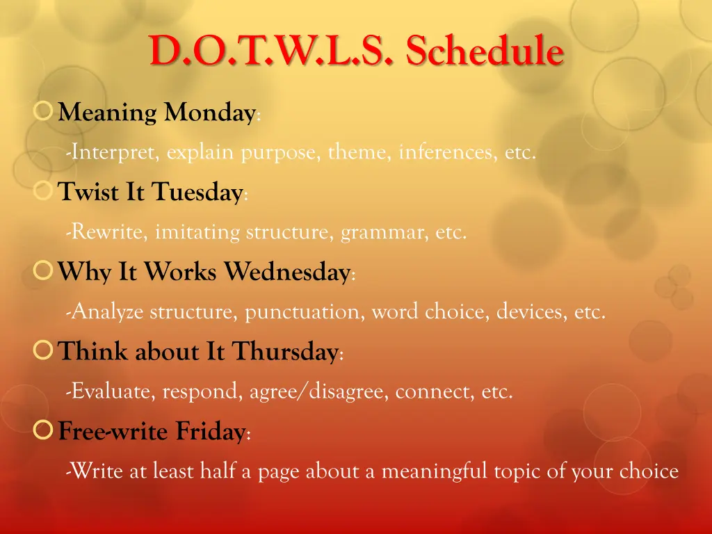 d o t w l s schedule