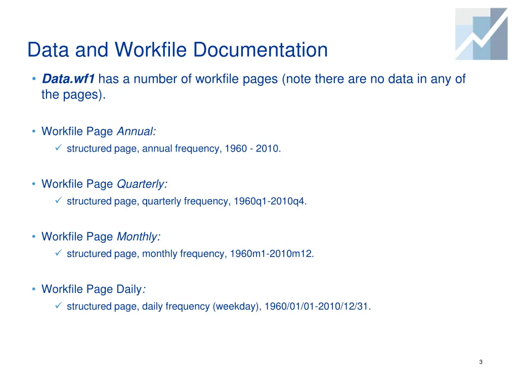 data and workfile documentation