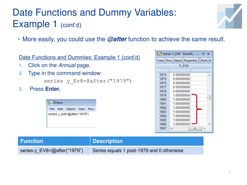 date functions and dummy variables example 1 cont