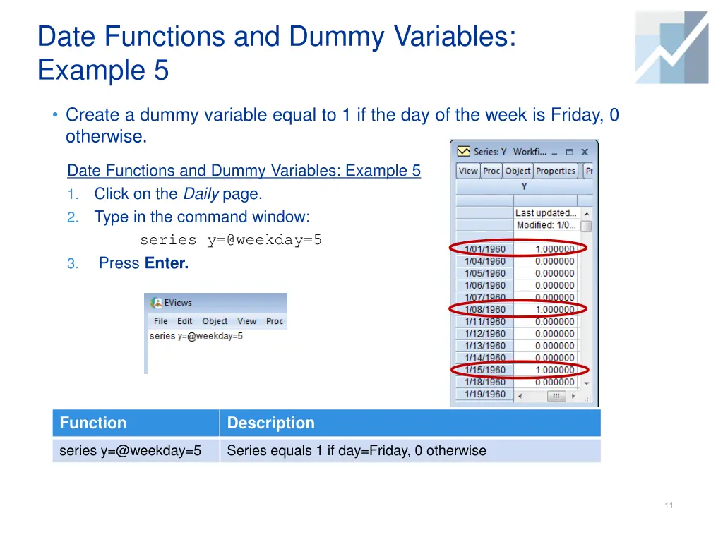 date functions and dummy variables example 5