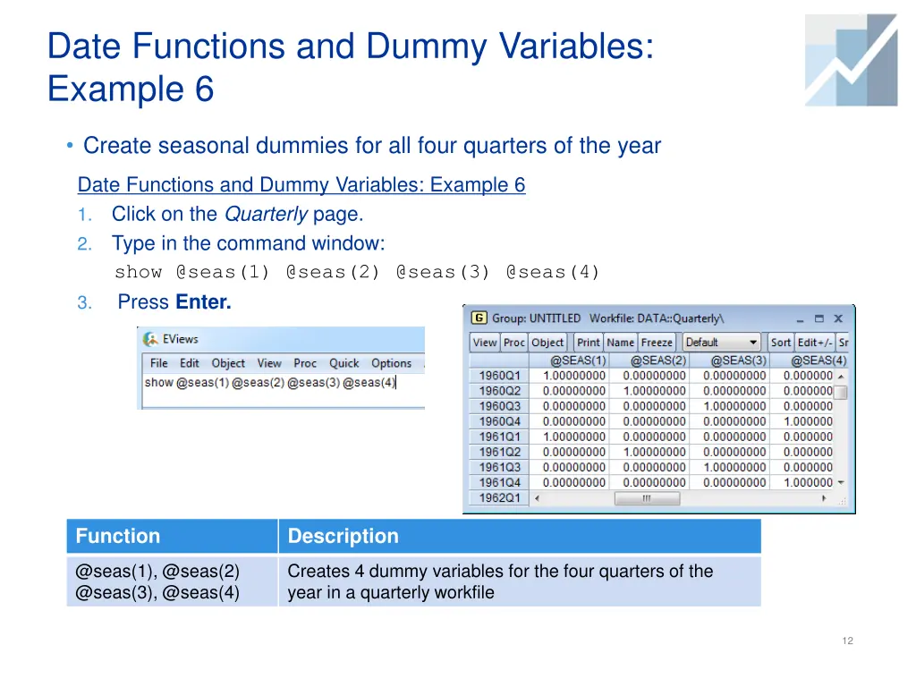 date functions and dummy variables example 6