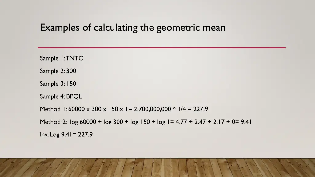 examples of calculating the geometric mean