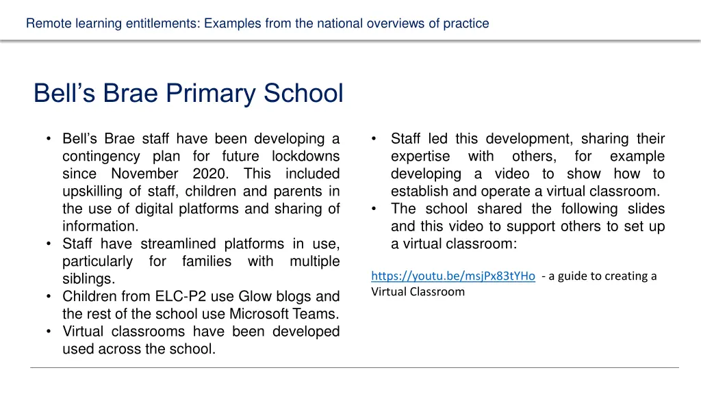 remote learning entitlements examples from 1
