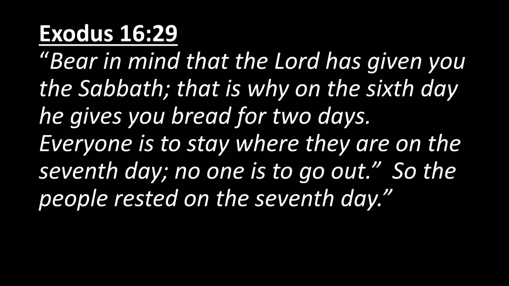 exodus 16 29 bear in mind that the lord has given