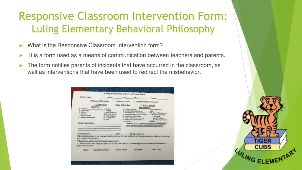 responsive classroom intervention form luling