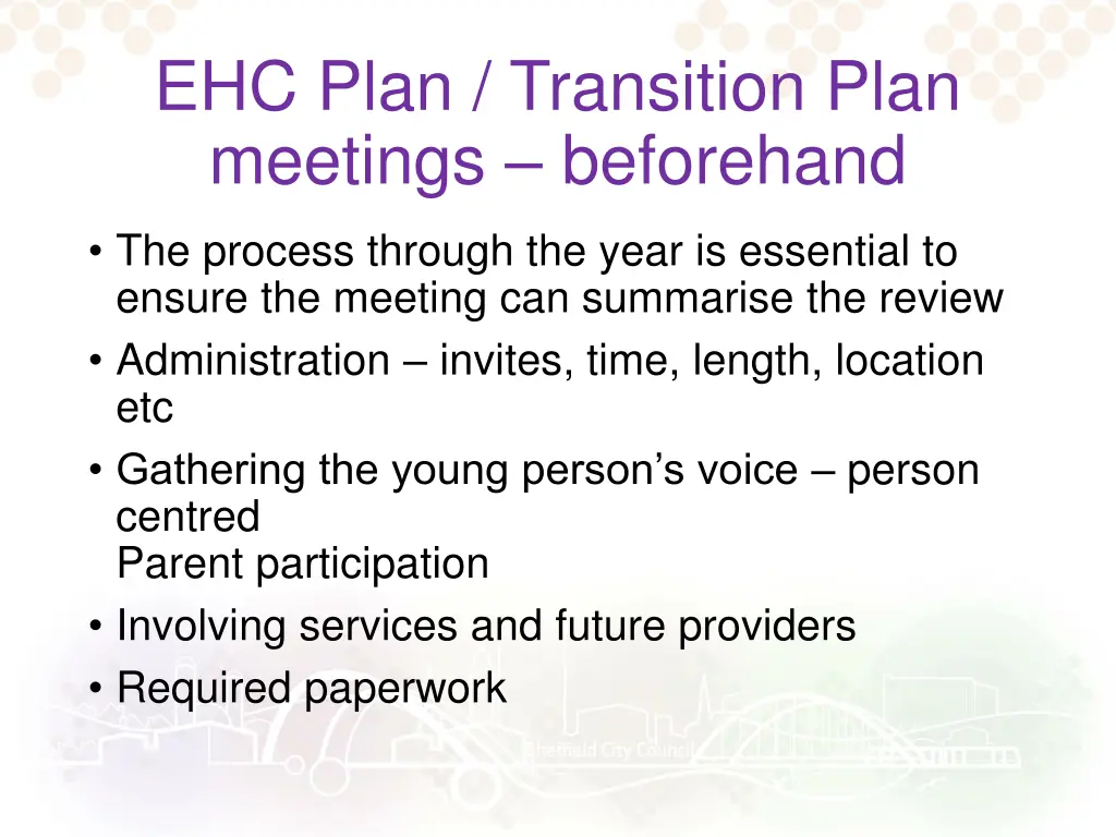 ehc plan transition plan meetings beforehand