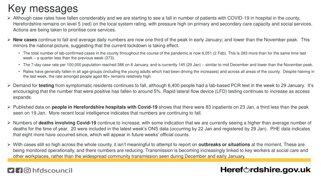 key messages although case rates have fallen