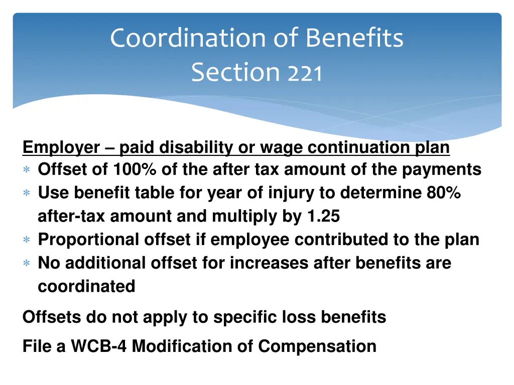 coordination of benefits section 221 1