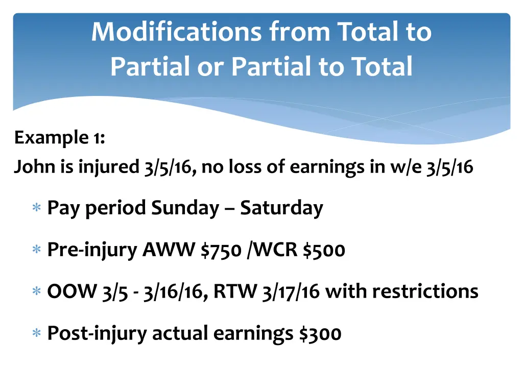 modifications from total to partial or partial 1