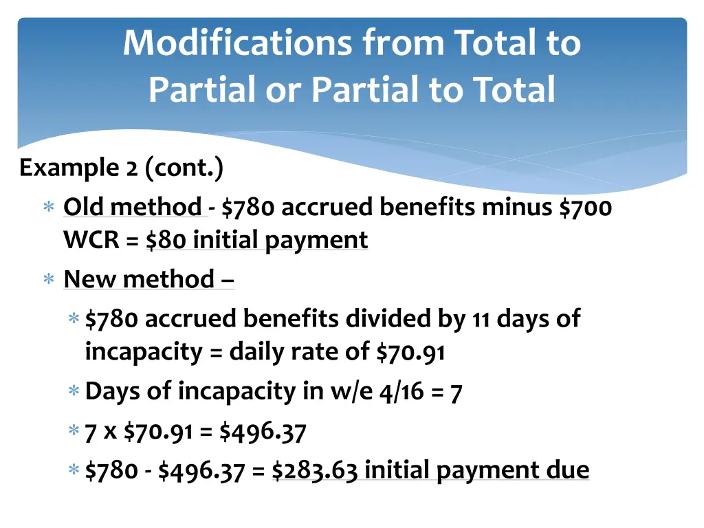 modifications from total to partial or partial 7