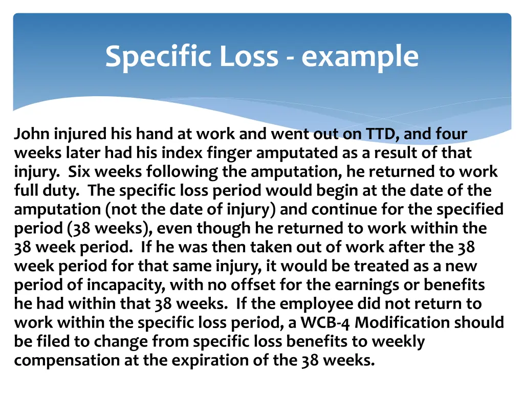 specific loss example