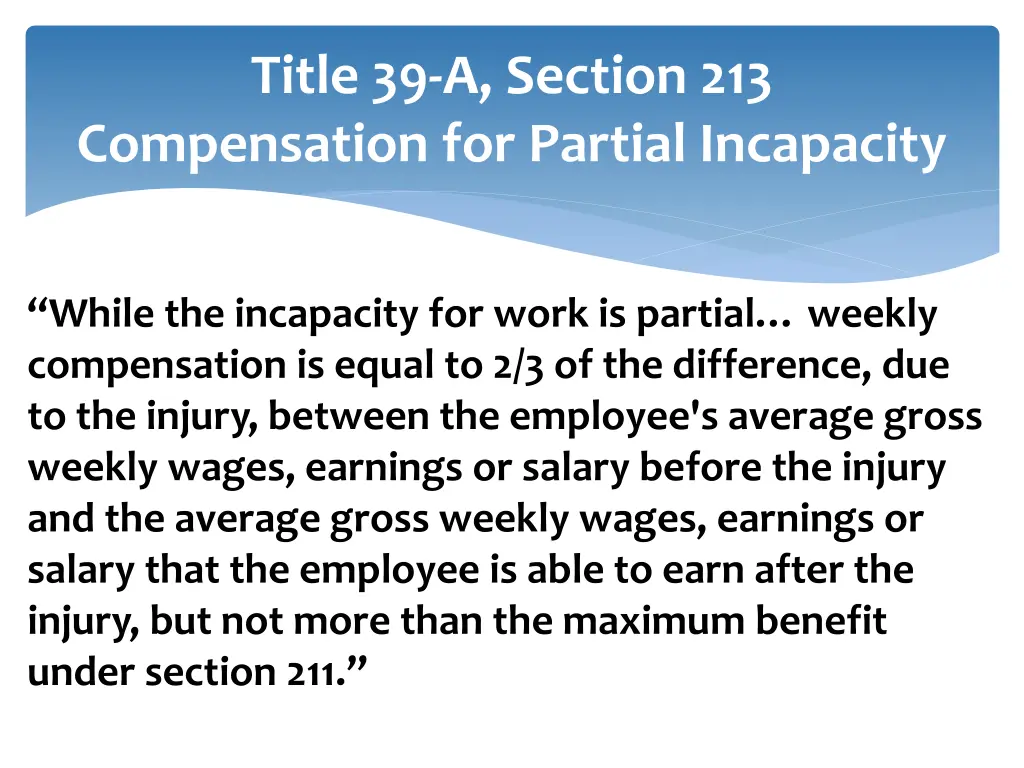 title 39 a section 213 compensation for partial