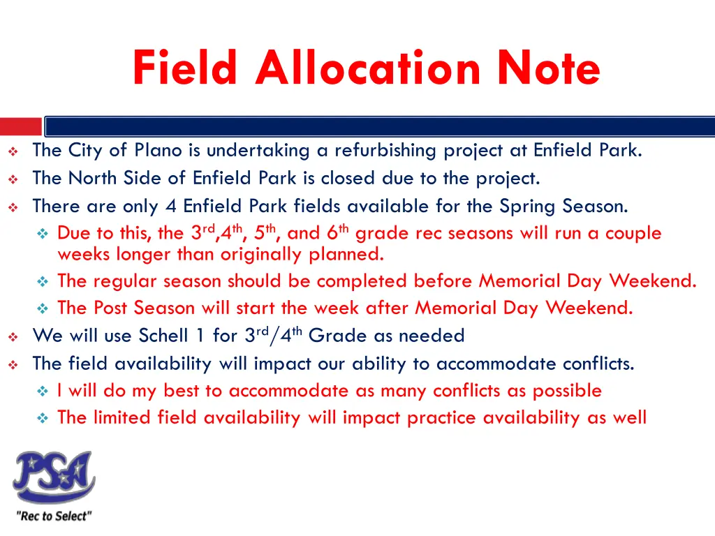 field allocation note