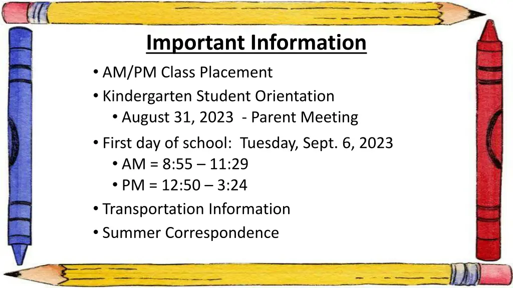 important information am pm class placement