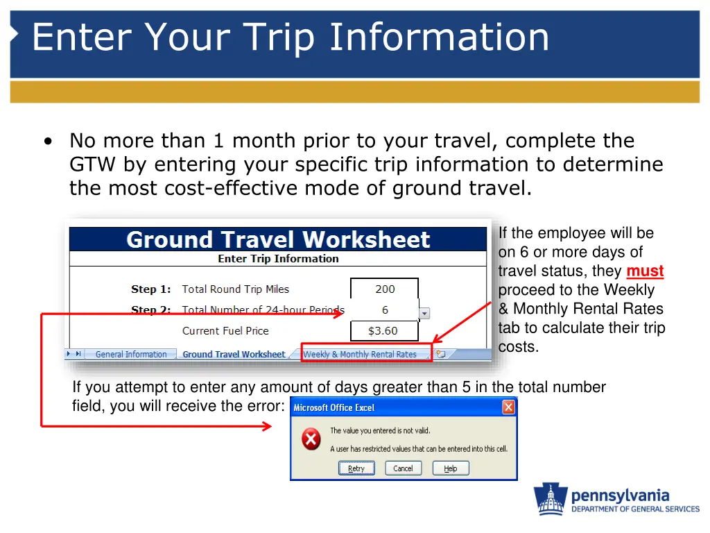 enter your trip information 1