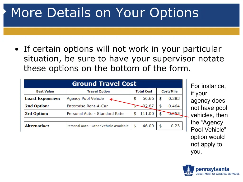 more details on your options