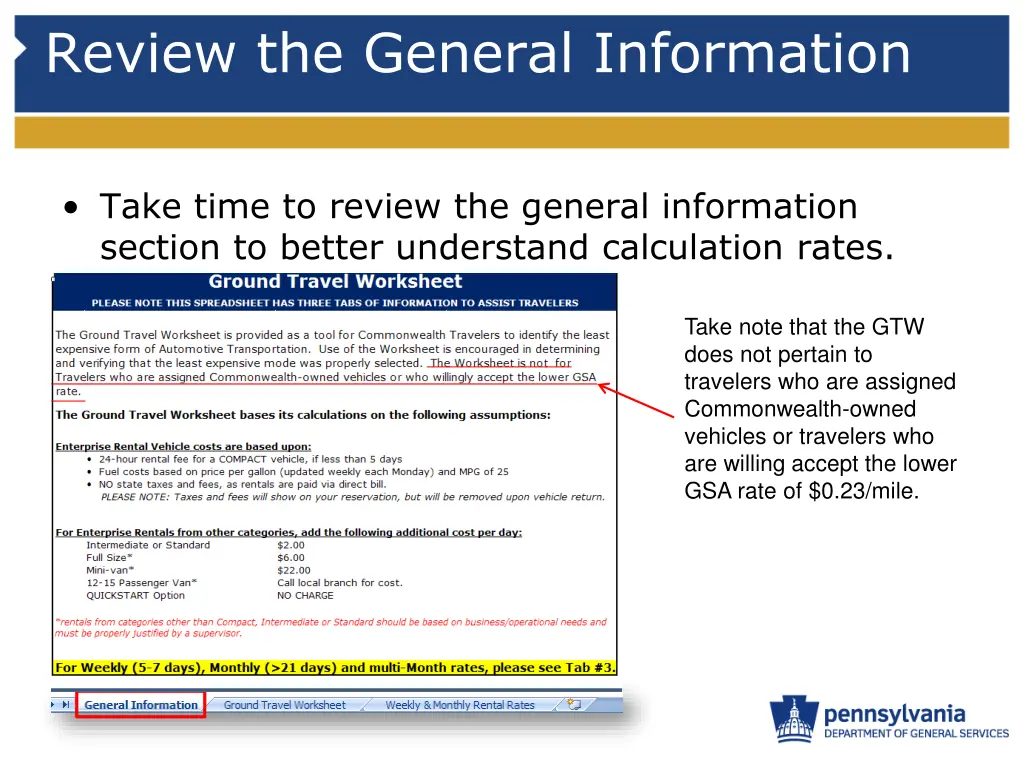 review the general information