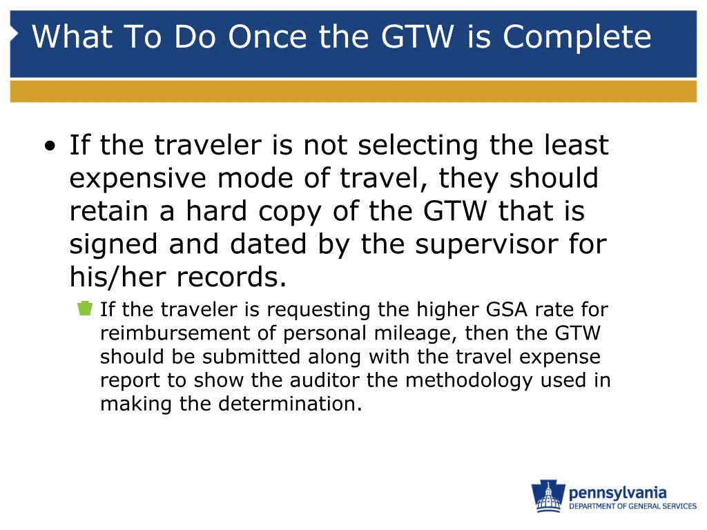 what to do once the gtw is complete