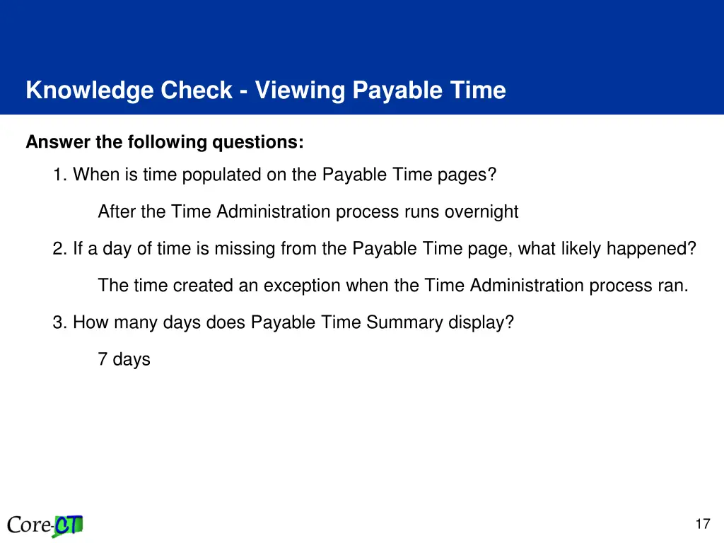 knowledge check viewing payable time