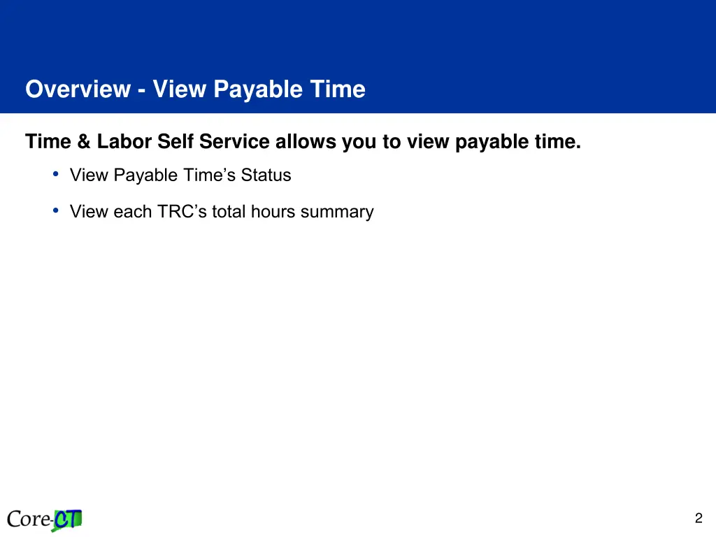 overview view payable time