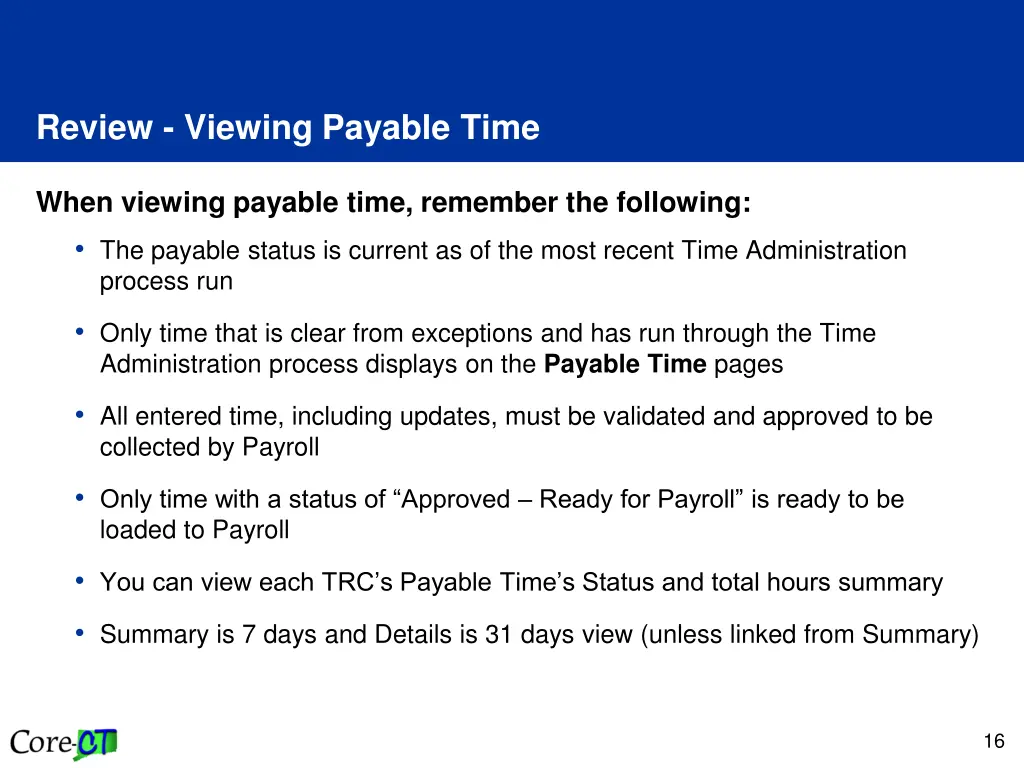 review viewing payable time