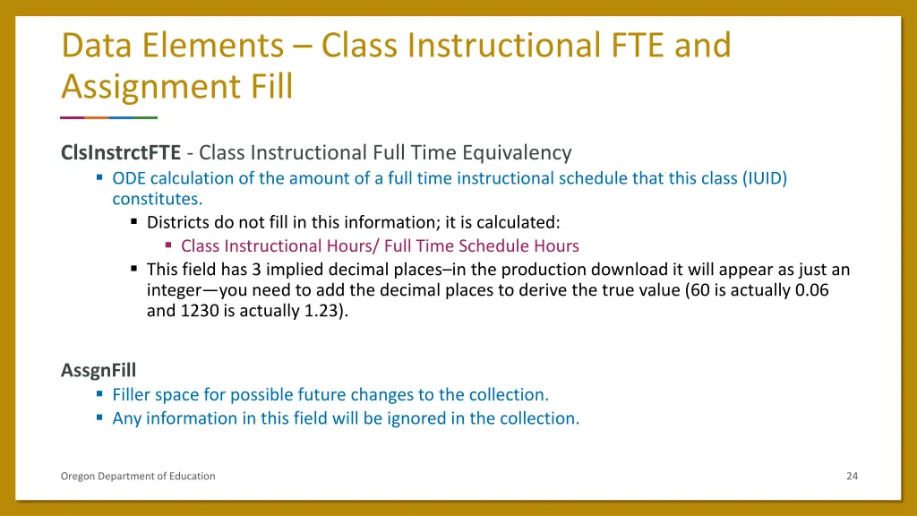 data elements class instructional