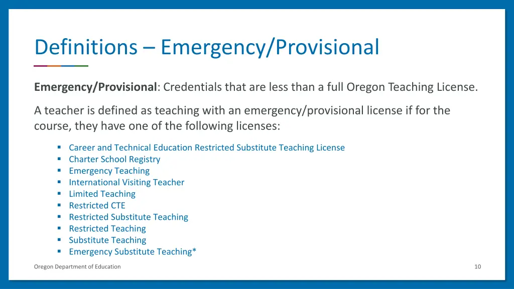 definitions emergency provisional