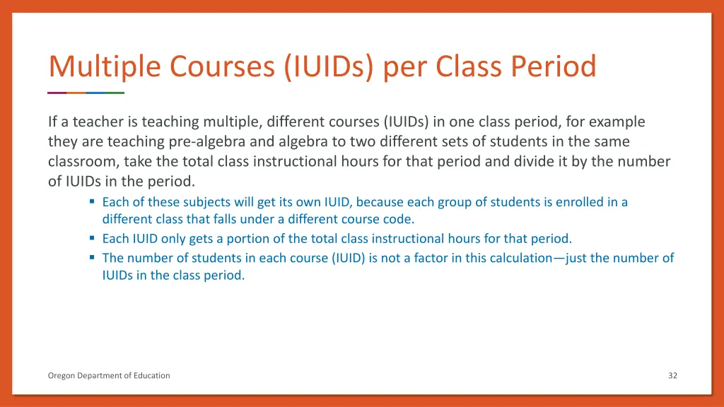 multiple courses iuids per class period