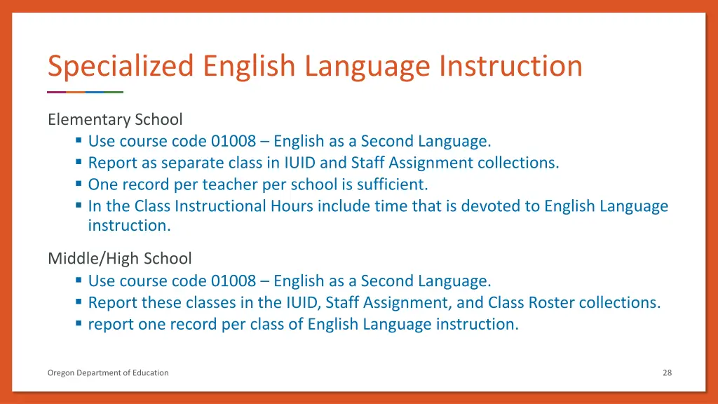 specialized english language instruction