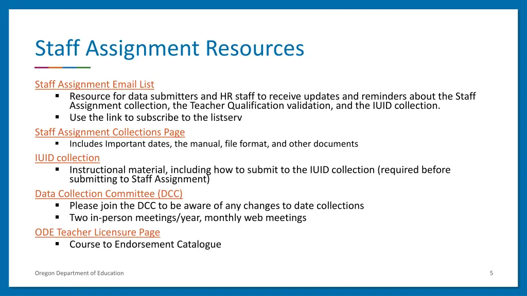 staff assignment resources