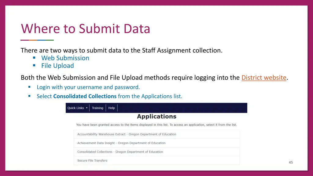 where to submit data