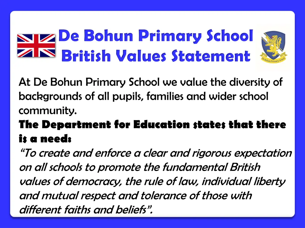 de bohun primary school british values statement