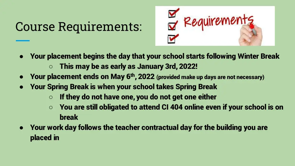 course requirements