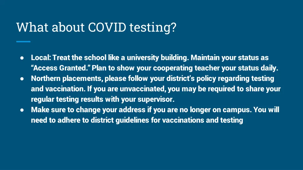 what about covid testing