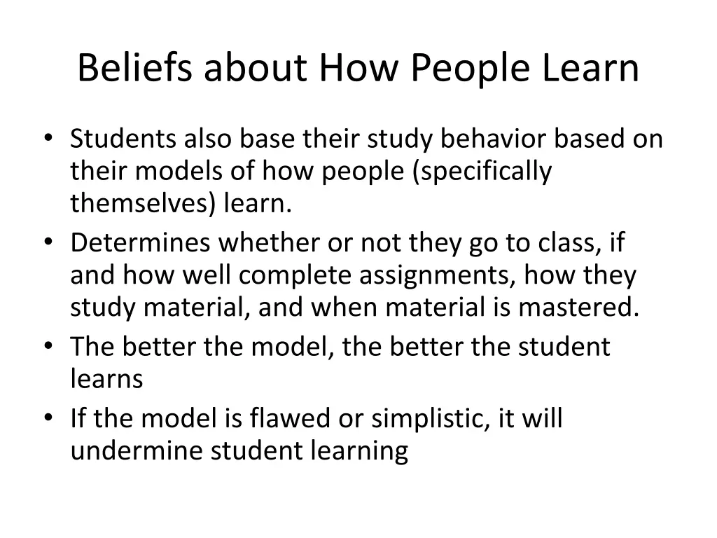 beliefs about how people learn 1