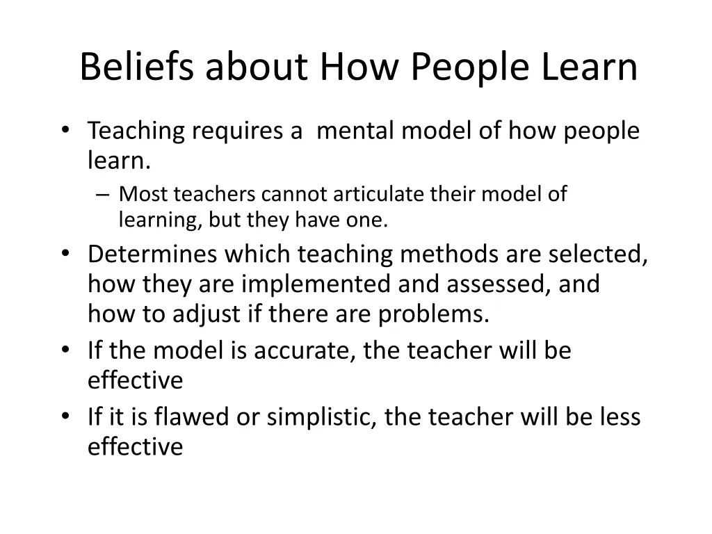 beliefs about how people learn