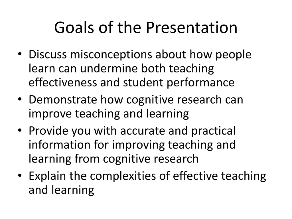 goals of the presentation