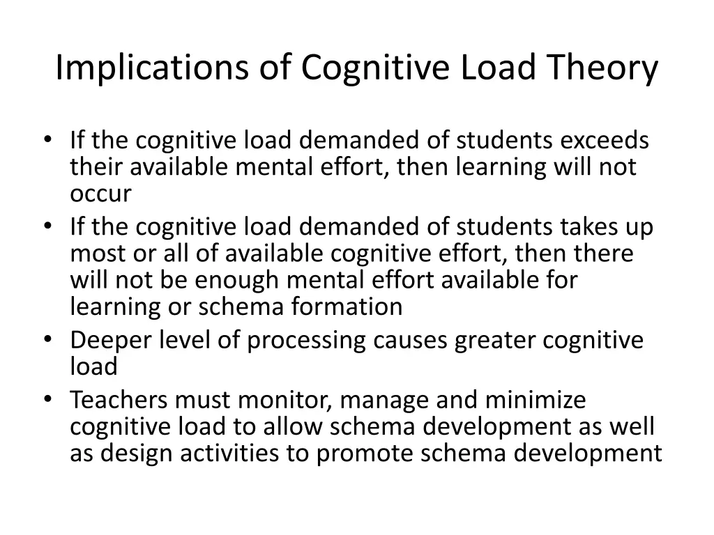 implications of cognitive load theory