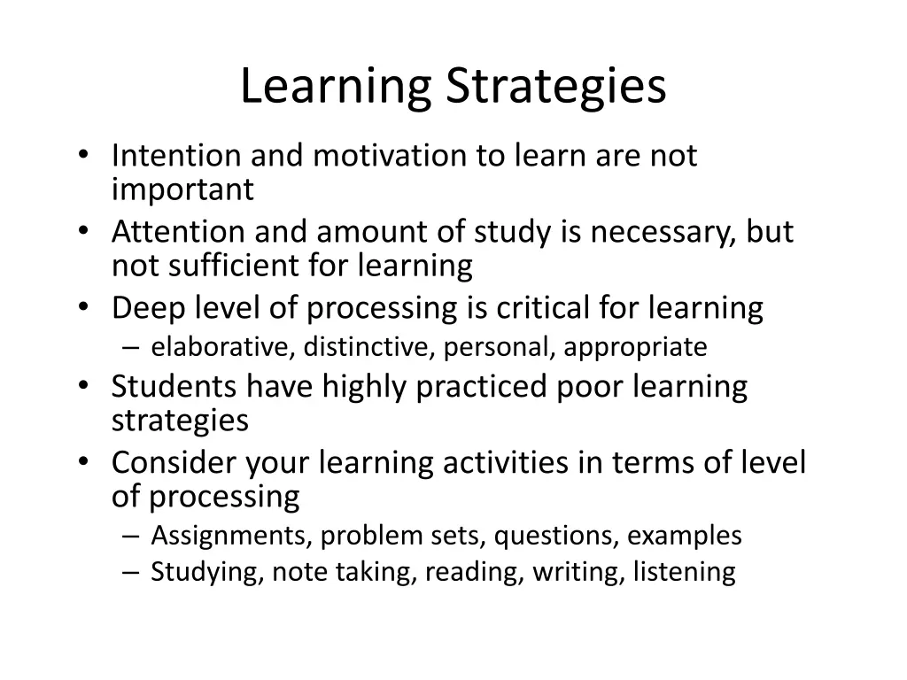 learning strategies