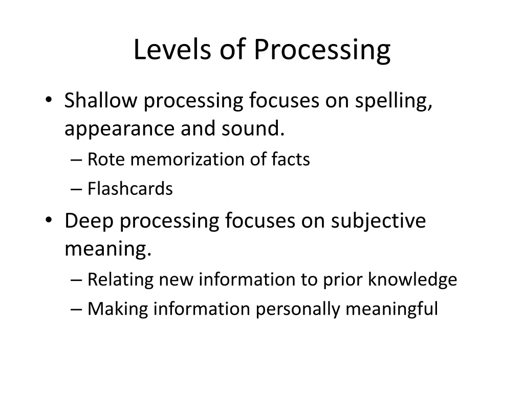 levels of processing