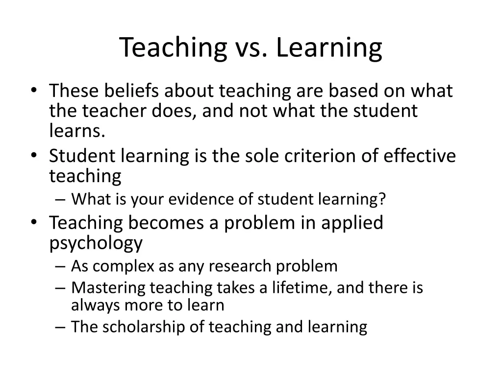 teaching vs learning