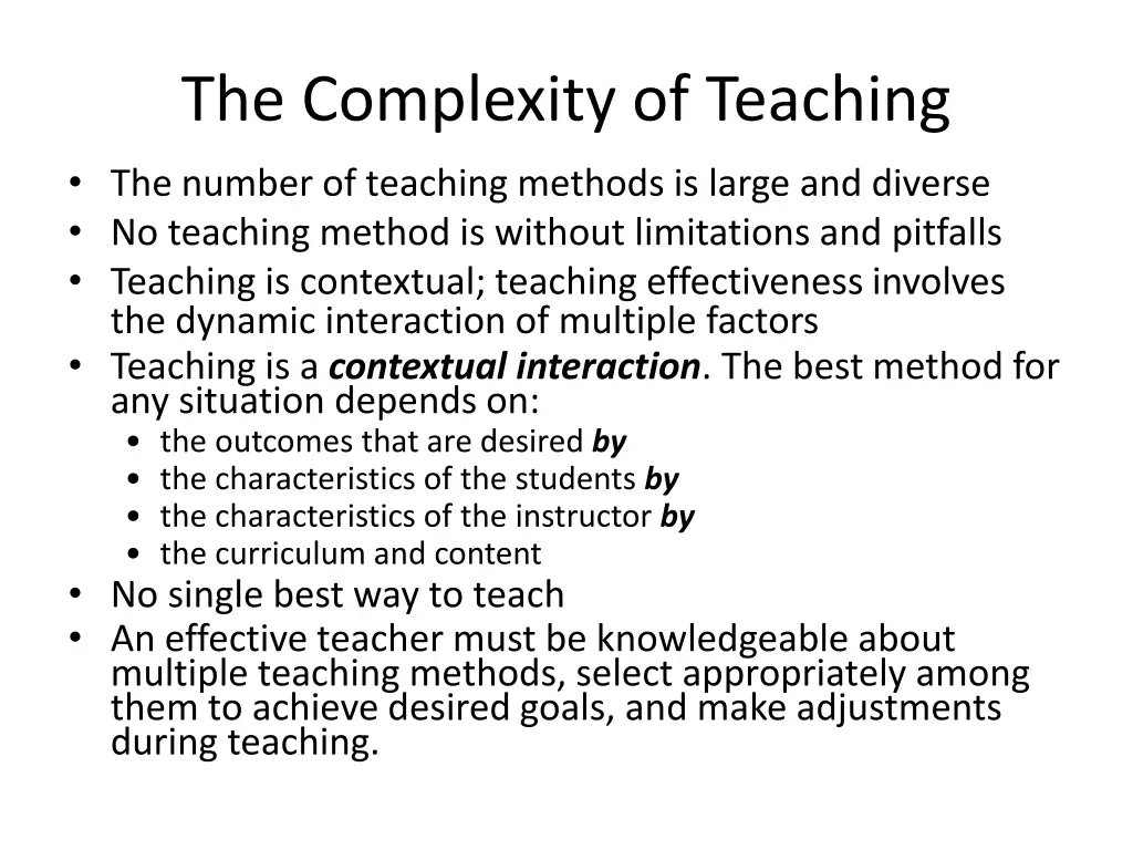 the complexity of teaching